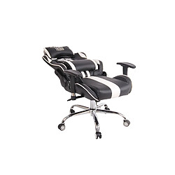 Acheter Decoshop26 Fauteuil de bureau gamer design sportif fonction de massage chauffant avec coussins en PVC noir / blanc 10_0002529