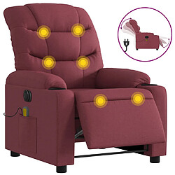 vidaXL Fauteuil de massage inclinable électrique Rouge bordeaux Tissu