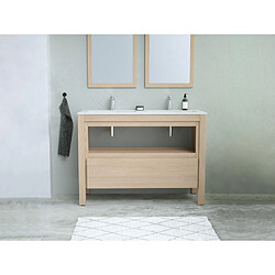 Vente-Unique Meuble de salle de bain avec vasque à encastrer - Placage chêne - 120 cm - COSMOTI