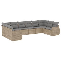 Maison Chic Salon de jardin avec coussins 10 pcs | Ensemble de Table et chaises | Mobilier d'Extérieur beige résine tressée -GKD38286