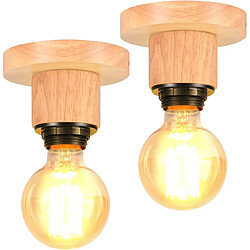 Stoex (2X) Plafonnier Rétro Lampe De Plafond Simple D'Intérieur Luminaire Plafonnier En Bois E27 Pour Couloir De Cuisine De Chambre À Coucher