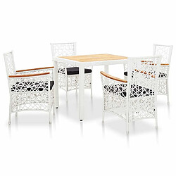 Maison Chic Salon de jardin 5 pcs - Table et chaises d'extérieur - Mobilier/Meubles de jardin Moderne résine tressée blanc -MN14810