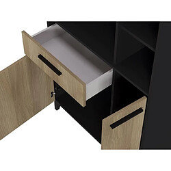 Acheter Tbs Buffet haut de cuisine ECO - 3 portes et 1 tiroir - Mélamine chêne et noir - L 80 x P 40 x H 178 cm