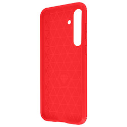 Avizar Coque pour Samsung Galaxy S24 Flexible Effet Carbone et Brossé Rouge