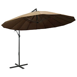 vidaXL Parasol suspendu avec poteau taupe 3 m