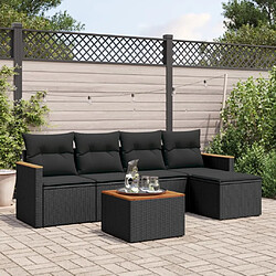 Maison Chic Salon de jardin 6 pcs avec coussins | Ensemble de Table et chaises | Mobilier d'Extérieur noir résine tressée -GKD56983