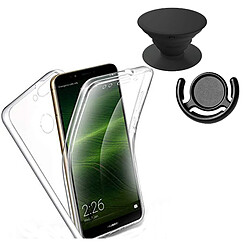 PHONECARE Kit Coque 3x1 360° Impact Protection + 1 PopSocket + 1 Support PopSocket Noir - Impact Protection - Huawei Y7 2018