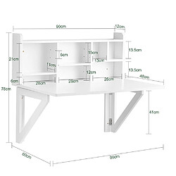 Avis SoBuy FWT07-II-W Bureau Table Murale Rabattable avec Armoire Murale intégrée, Table Cuisine Pliable, Table de Repas