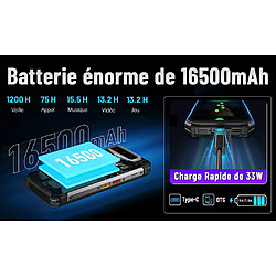 Acheter F102 FOSSIBOT 4G Smartphone Noir+argent -16500mAh grande batterie,33W charge rapide 6.58" FHD+ écran Camping light 20Go/256Go