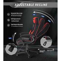 Avis Fauteuil de Bureau Inclinable - BIGZZIA Fauteuil Gamer Hauteur Réglable - avec dossier respirant et appui-tête confortable - Noir et Rouge