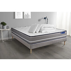 ACTISOM Pack prêt à dormir matelas à mémoire ACTIMEMO PUR 200x200cm 3zones de confort + sommier KIT gris + 2 oreillers + couette