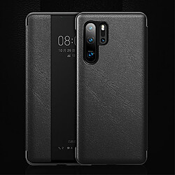 Coque en cuir véritable + TPU avec fenêtre de visualisation noir pour votre Huawei P30 Pro