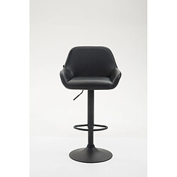 Decoshop26 Tabouret de bar x1 repose-pieds en forme d'arc en métal noir assise en PVC noir 10_0004544