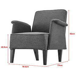 Helloshop26 Fauteuil de salon lounge 82 x 78,5 x 77 cm gris foncé noir 03_0007118