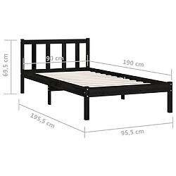 vidaXL Cadre de lit sans matelas noir bois massif pas cher