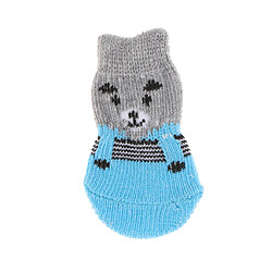 4 pcs chien chaussettes chien plancher poignée chaussettes chaussures bottes antidérapant protecteur chaussettes l gris pas cher