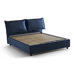 Acheter Autrement Talamo Italia Veronica lit double avec conteneur, Made in Italy, en tissu déhoussable, 160x200 cm, avec ouverture frontale, Bleu, avec matelas inclus.