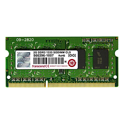 2Go RAM Transcend JM1333KSN-2G SODIMM DDR3 PC3-10600S 204-Pin 1333MHz 1Rx8 CL9 - Occasion