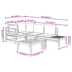 vidaXL Salon de jardin 4 pcs avec coussins gris foncé Bois d'acacia pas cher