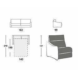 Inside 75 Canapé convertible EXPRESS 140 cm FELICIA matelas 14 cm tissu gris passepoil anthracite