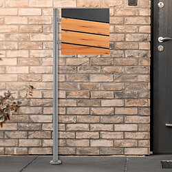 Boîte aux lettres 37x36,5x11 cm anthracite/imitation bois en acier ML-Design