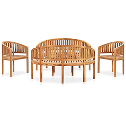 Maison Chic Salon de jardin 5 pcs - Table et chaises d'extérieur - Mobilier/Meubles de jardin Moderne en forme de banane Bois de teck solide -MN97306