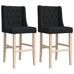 vidaXL Chaises de bar lot de 2 bois massif d'hévéa et tissu