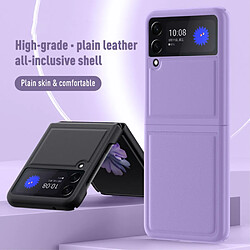 Coque en TPU + cuir véritable anti-rayures, hybride violet pour votre Samsung Galaxy Z Flip3 5G