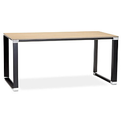 Alterego Bureau droit design 'XLINE' en bois finition naturelle et métal noir - 160x80 cm