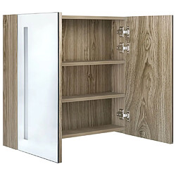 Maison Chic Armoire de salle de bain,Meuble de rangement,Meuble haut à miroir LED Chêne 62x14x60 cm -GKD988568 pas cher