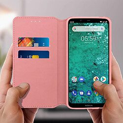 Avis Avizar Housse Nokia 5.1 Plus Étui folio Porte-cartes Fonction Support - Rose champagne