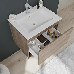 Kiamami Valentina MEUBLE DE SALLE DE BAIN 60CM AVEC TIROIR ET COMPARTIMENT OUVERT ASPECT BOIS | VENEZIA