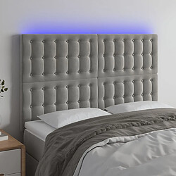 Maison Chic Tête de lit scandinave à LED,meuble de chambre Gris clair 144x5x118/128 cm Velours -MN39357