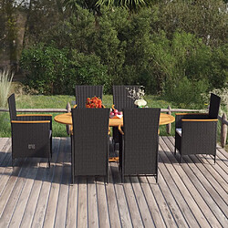 Salle à manger de jardin 7 pcs,Table et chaise à dîner Résine tressée Noir -MN63799