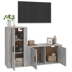 Avis Maison Chic Ensemble de meubles TV 2 pcs pour salon - gris béton bois d'ingénierie -MN72415