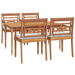 Avis Salle à dîner de jardin 5 pcs,Table et chaise à manger Bois de teck massif -MN64855