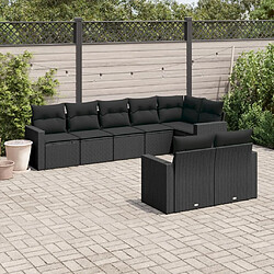 Maison Chic Salon de jardin 8 pcs avec coussins | Ensemble de Table et chaises | Mobilier d'Extérieur noir résine tressée -GKD90860