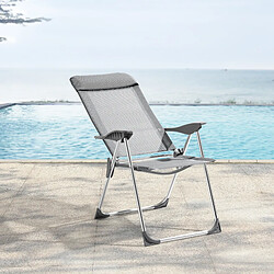 Lot de 2 Chaises de Jardin Errenteria avec Accoudoirs Dossier Inclinable Gris Clair [en.casa]