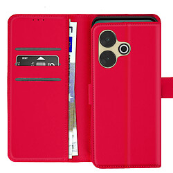 Avizar Étui pour Xiaomi Redmi 13 Clapet Portefeuille Languette Magnétique Rouge