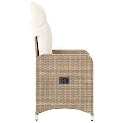 Acheter vidaXL Chaises inclinables de jardin lot de 2 et coussins beige rotin