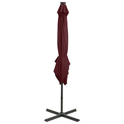 Helloshop26 Parasol meuble de jardin déporté avec mât et lumières led rouge 250 cm bordeaux 02_0008526 pas cher