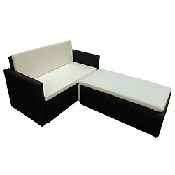 Avis Maison Chic Salon de jardin 2 pcs avec coussins - Table et chaises d'extérieur - Mobilier/Meubles de jardin Moderne Résine tressée Noir -MN30588