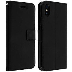 Avizar Housse iPhone X / XS Etui folio portefeuille Fonction stand-case - Noir