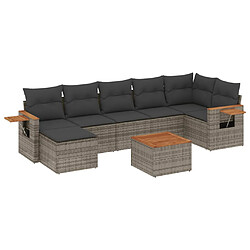 vidaXL Salon de jardin 8 pcs avec coussins gris résine tressée