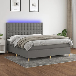 Maison Chic Lit adulte- Lit + matelas,Sommier à lattes de lit et matelas et LED Gris foncé 180x200 cm -GKD54562