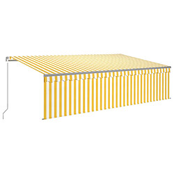 Maison Chic Store banne | Auvent rétractable de porte | Marquise Brise-soleil manuel avec store 5x3 m Jaune et blanc -GKD91835