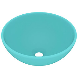 vidaXL Lavabo rond de salle de bain Vert clair mat 32,5x14cm Céramique