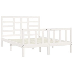 Acheter Maison Chic Lit Moderne Chambre - Cadre/structure de lit pour adulte Blanc Bois de pin massif 140x200 cm -MN69631