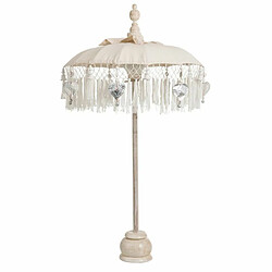 Paris Prix Parasol Déco Pompons 90cm Crème & Argent