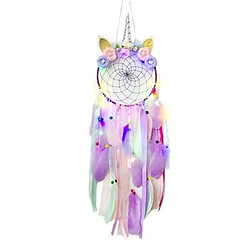 Totalcadeau Attrape-Rêve Licorne couronne de fleurs violette avec LED Capteur